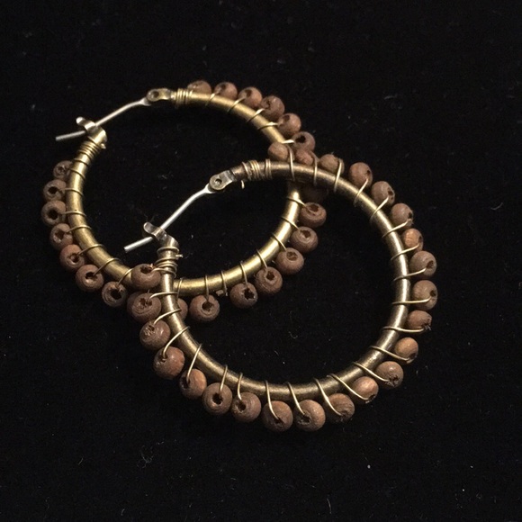 Avon Jewelry - Avon hoop wooden beaded earrings Avon Jewelry - Avon hoop wooden beaded earrings